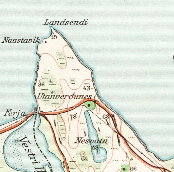 Map of Utanverðunes on Hegranes