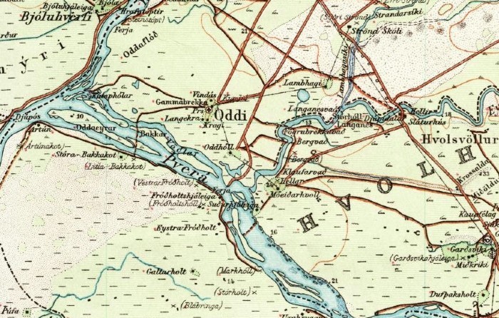 Map of Oddi á Rangárvöllum